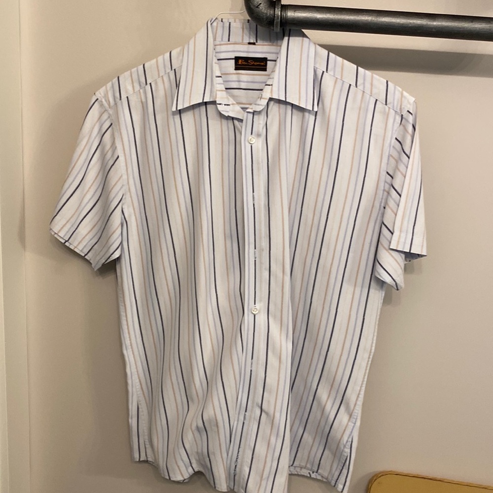 Ben Sherman light blue multistripe button down